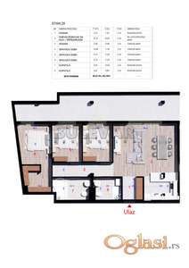 Penthaus sa tri spavaće sobe i dva kupatila - Kragujevac, Aerodrom, 83,78 m2 plus terasa 31,20 m2, u izgradnji