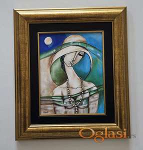 Slika - Dama, akril na platnu. Prelepo!