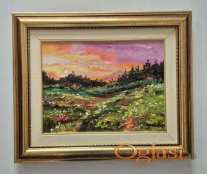 Ulje na platnu - Zlatan zalazak sunca, prelepa slika!