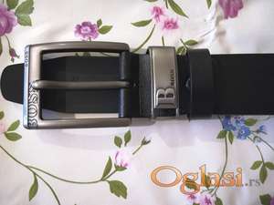 Novi muski kozni markirani kais Hugo Boss u crnoj boji Novo