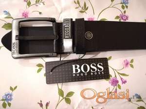 Novi muski kozni markirani kais Hugo Boss u crnoj boji Novo