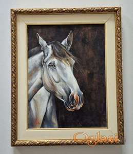 Ulje na platnu - Umiljat konj, prelepa slika!