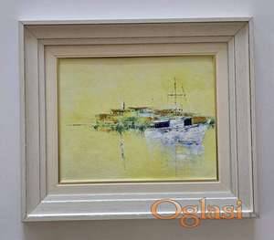 Ulje na platnu - Zlatan sumrak na vodi