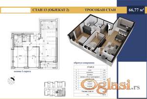 Trosoban stan, 67 m², Adice, Novi Sad, 1. sprat