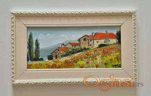 Ulje na lesonitu - Brdoviti pejzaz, prelepo!