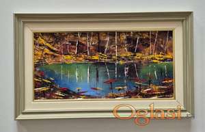 Ulje na platnu - Jezero u sumi, prelepa slika!