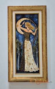 Ulje na platnu - Zena strelac, prelepa slika!