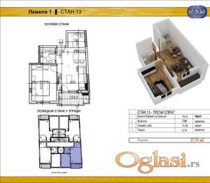 Jednoiposoban stan 38 m², Salajka, Sa pdv-om, 3/4 sprat!
