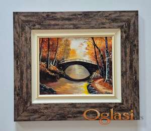 Ulje na lesonitu - Jesenji most, prelepa slika!