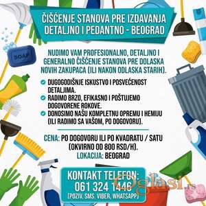 Čišćenje stanova pre izdavanja / Detaljno i pedantno - Beograd