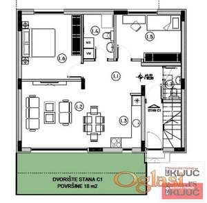 FUTOG, 65m2, Troiposoban sa pdv plus dvorište 18m2