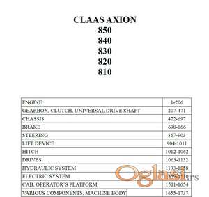 Claas Axion 850 840 830 820 810 - Katalog delova