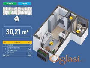 Novogradnja Stari Banovci garsonjera 30 m2
