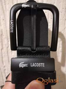 Novi muski kozni markirani kais Lacoste sa crnom snalom Novo