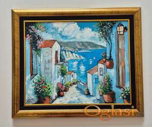 Ulje na lesonitu - Mediteranski pogled, prelepo!
