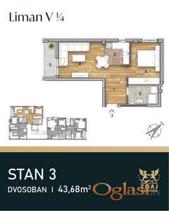 STAN 43.68m2, PRIZEMLJE, LIMAN IV- NOVO, MODERNO, LUKSUZNO!