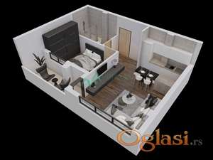 Petrovaradin - Dvoiposoban stan 45 m2 u izgradnji 