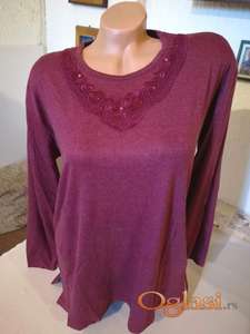 Nova zenska tunika sa vezom za punije dame Rumeysa Bordo XL Novo