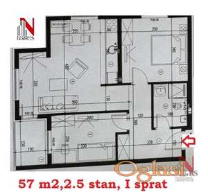 DVOIPOSOBAN STAN 57 M2 SA PDV-om.