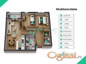 Trosoban stan 60m2