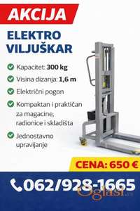 AKCIJA!!! ELEKTRO VILJUŠKAR 300kg - 1,6m | 650 evra