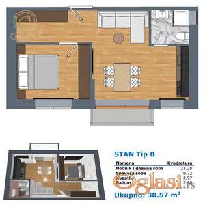 Na prodaju jednosoban stan u Durlanu