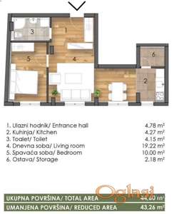 Odličan, nov, neuseljavan dvosoban stan. Nova zgrada pouzdanog investitora na sjajnoj lokaciji!