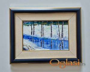 Ulje na platnu - Reka u snegu, prelepo!