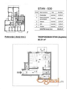 Salajka-Fantastičan Troiposoban stan 83 m2 u Izgradnji sa Parking Mestom-povrat Pdv-065/385 8880