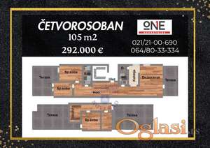 Izuzetna izgradnja na Telepu! CETVOROSOBAN STAN 105m2 !!