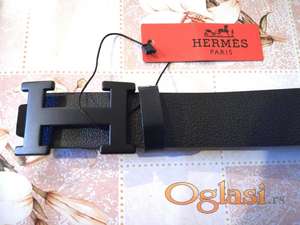 Novi muski kozni markirani kais Hermes sa crnom snalom Novo