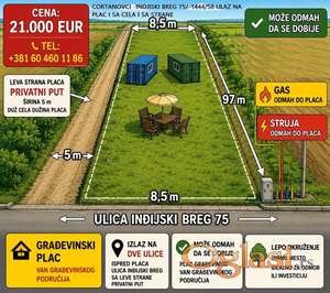 cortanovci plac Indjiski breg 840m2 i plac cortanovci jerteniste 2608m2