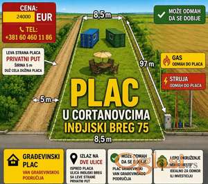 cortanovci plac Indjiski breg 840m2 i plac cortanovci jerteniste 2608m2