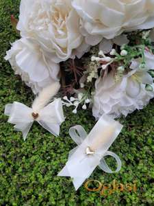 Cvetovi za kičenje svatova-bež traka/lagurus