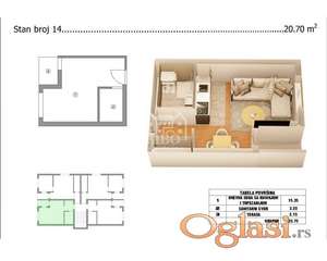 Garsonjera u novoj zgradi P=19m2 ID#2343