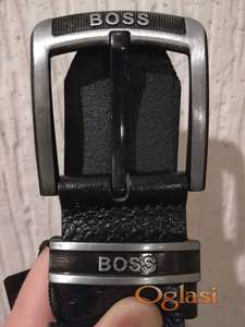 Novi muski kozni markirani kais Hugo Boss u crnoj boji Novo