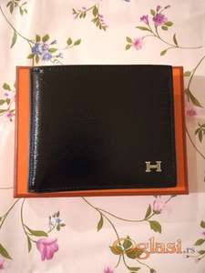 Novi muski kozni markirani novcanik Hermes Crna koza Novo