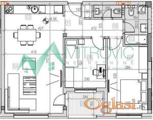 Sremska Kamenica.  74m2. Trosoban stan sa povratom PDV-a!  