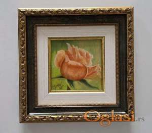Ulje na platnu - Ruza, jedan. Minijatura