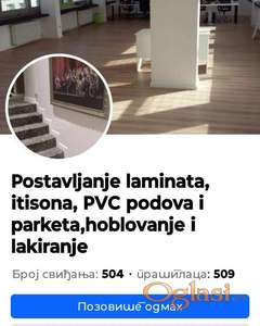 Postavljanje itisona, laminata, parketa, LVT i olmo mase
