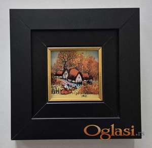 Naiva, ulje na staklu - Vreme bundeva. Minijatura