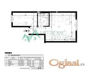 ADICE 36 m2, JEDNOIPOSOBAN STAN 