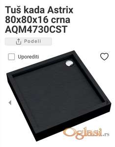 Tuš kada Astrix 80x80, crna