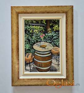 Ulje na platnu - Mesto za vino, prelepa slika!