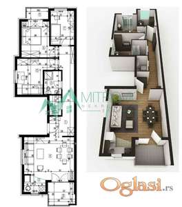 Novi Sad, Vidovdansko naselje - U izgradnji 65m2 odličan troiposoban stan 