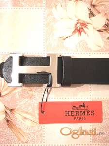 Novi muski kozni markirani kaisevi Hermes sa srebnom snalom Novo