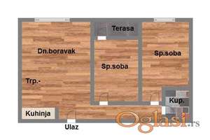 Trosoban stan - pdv - Adice - 57m2