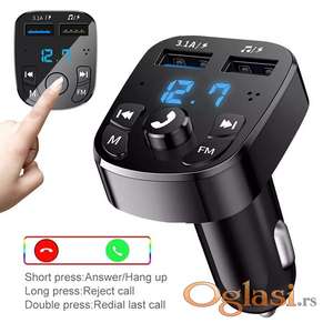 Bluetooth FM Transmiter, HandsFree, MP3, SD, 3.1A Brzi punjac