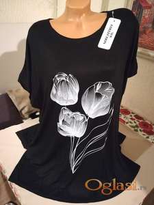 Nova zenska tunika sa sarom za punije dame Dona Crna XXL Novo