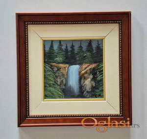 Ulje na kartonu - Vodopad. Minijatura